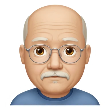 75, goatee, bald, grey side hair, no glasses, chubby sticker