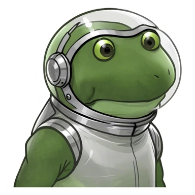 green frog in a spacesuit sticker