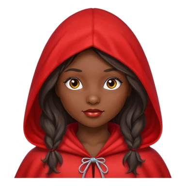 Little red riding hood African American with black with straight long wavy hair and long eyelashes  sticker