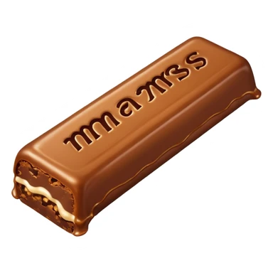 Create a cartoon-style Mars bar with gooey caramel stretching playfully. sticker