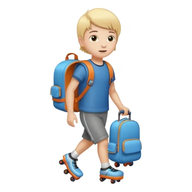 Kid with a roller backpack sticker