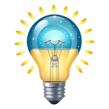 light bulb with sparkles around sticker