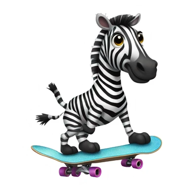 A zebra herself rides a skateboard, looking adventurous and carefree. sticker