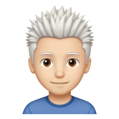 A light-skinned boy with soft, spiky white hair,, brown eyes, and a gentle smile. sticker