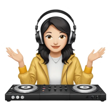 Peggy Gou phaying music with DJ table sticker