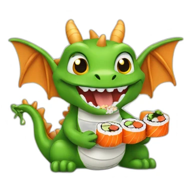 dragon eating sushi sticker