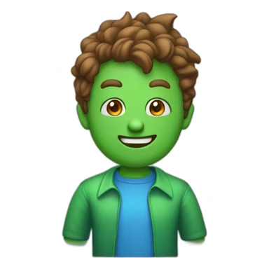 Green guy with devil horns blue shirt and white pants sticker
