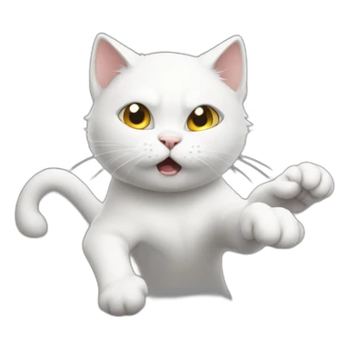white cat fight little grey cat sticker