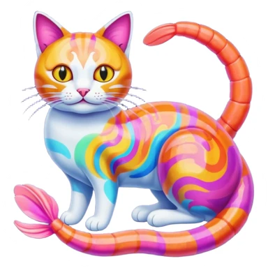 Cat with shrimp body, trippi troppi sticker