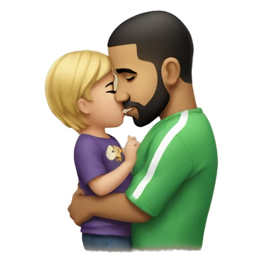 Drake with a child kissing sticker