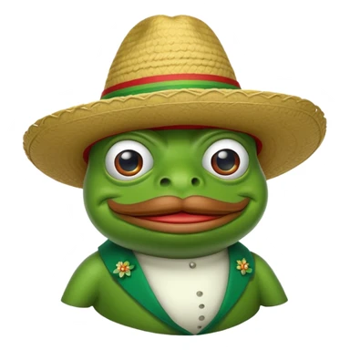 A PEPE frog with a mustache and a Mexican hat.  sticker