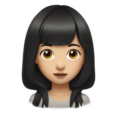 Girl with long and black hair ,Asian eyes and plumps lips and have a bang  sticker