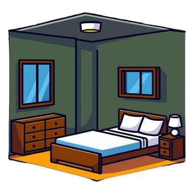 small bedroom with cute decor, cozy space aesthetic, pastel colors, plush toys, charming details sticker