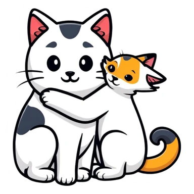 cat hug with dog sticker