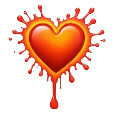 bleeding red heart glowing red-orange with splatter sticker