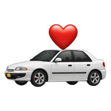 car with red heart sticker