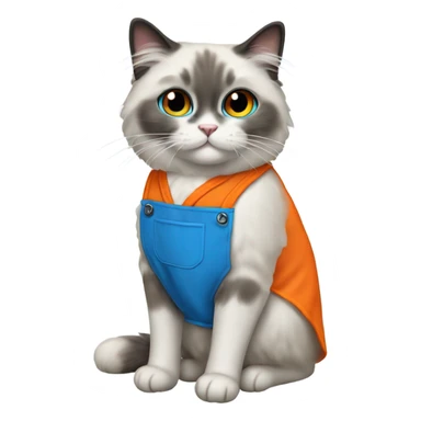 Blue point Ragdoll cat wearing an orange apron  sticker