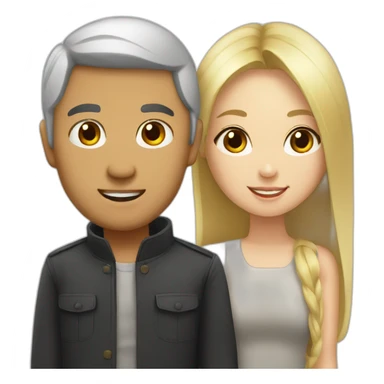 Asian man and blonde girl sticker