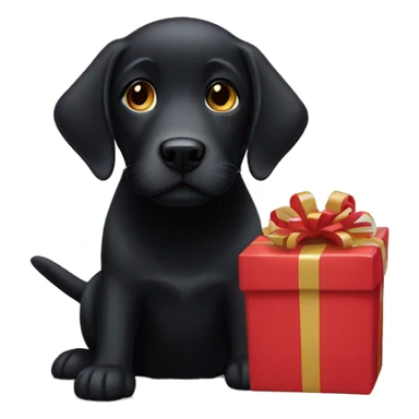 Black lab opening presents sticker
