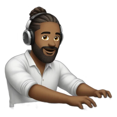 Bearded man with man bun djing sticker