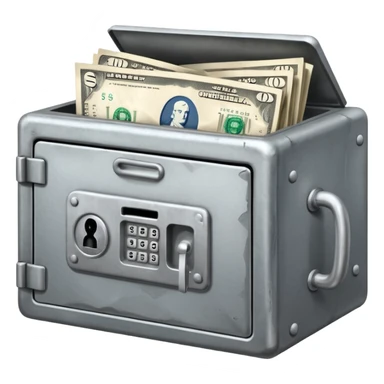 safe that is open with  a  little money left in it sticker