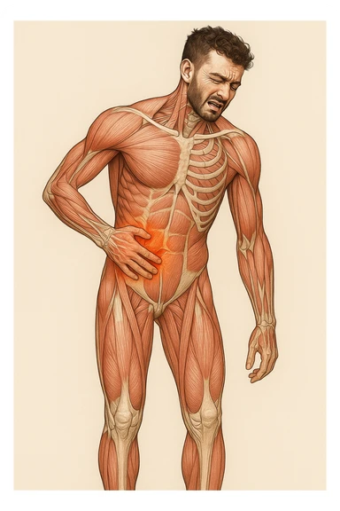 Uomo con dolore per infortunio vista anatomica in piedi sticker