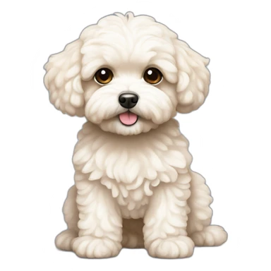 maltipoo with cream shade and white on chest sticker