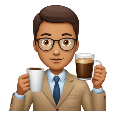 a man with two glasses of coffee sticker