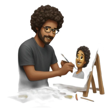 artist making a potrait sticker