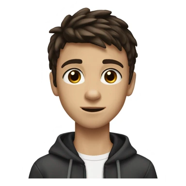 A 12 year old boy who is tall and skinny with dark brown hair and dark brown eyes with average eyelashes and is about 5 foot 7 feet tall and hair like Justin beiber sticker