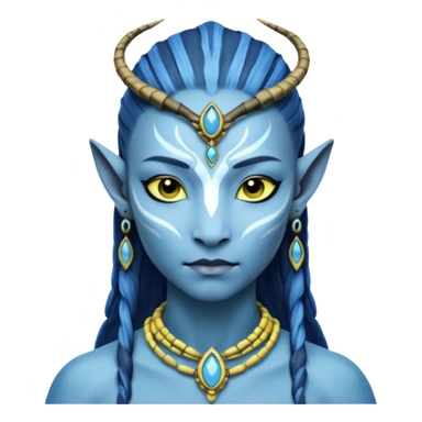 Na'vi character from Avatar movie, blue skin, wearing traditional Na'vi jewelry sticker