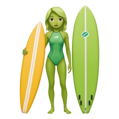 green woman with surfboard sticker