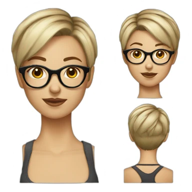 fille shorthaircut lunettes sticker