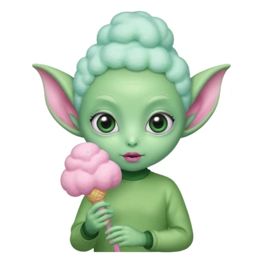 cute alien holding cotton candy sticker