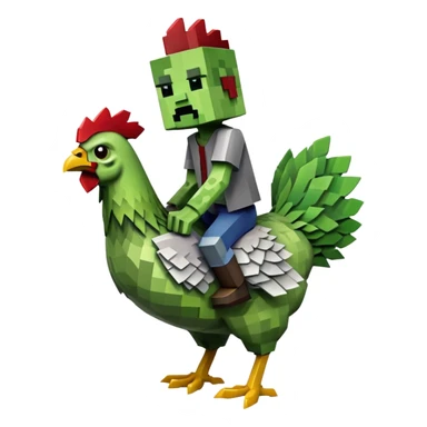 A Minecraft zombie on a Minecraft chicken sticker