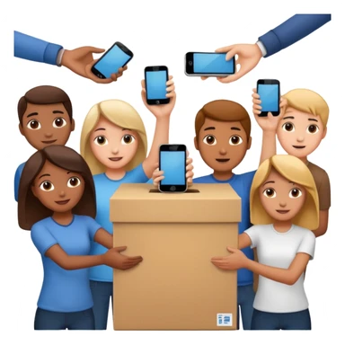 Students handing over their phones to a box sticker