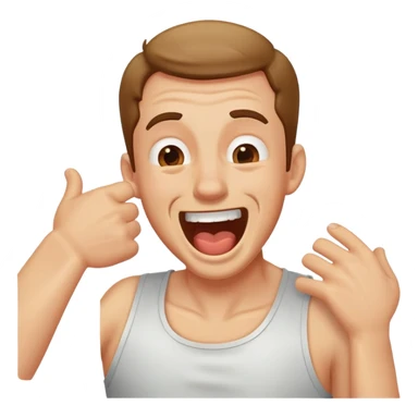 man choking himself laughing  sticker