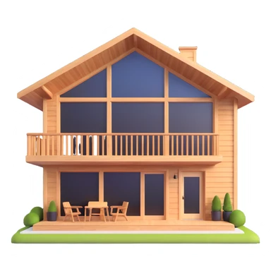 realistic modern home in forest with large windows and wooden exterior sticker