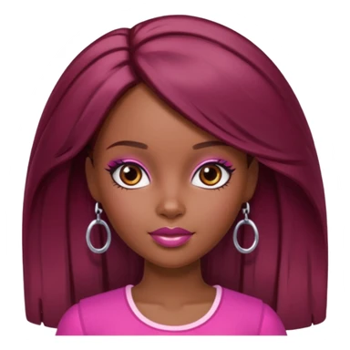 black barbie with brown hair with burgundy highlights  sticker