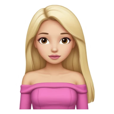 Mädchen mit blondem glattem sehr langem Haar und rosanen top ohne Träger und für den Winter und latina make up sticker