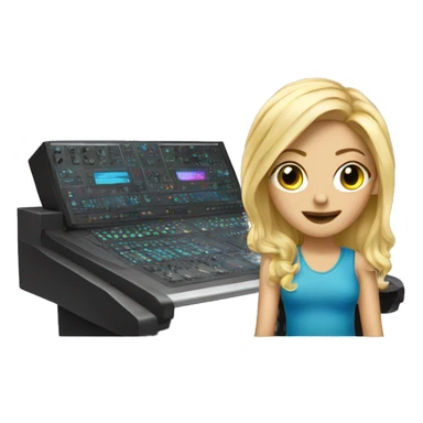 Audio technician blonde girl with a dj desk sticker