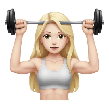 Pale girl with long blonde hair lifting weights sticker