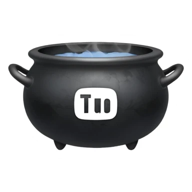 A black cauldron with smoke rising, and the white YouTube play button logo floating above the smoke sticker