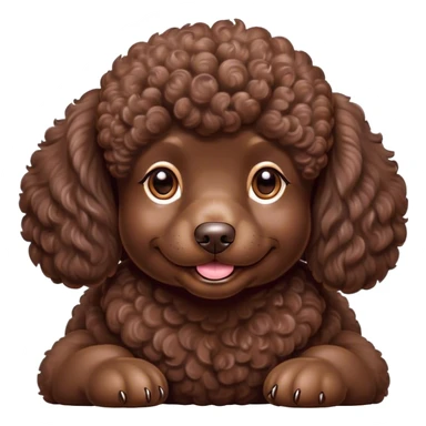 Meme-Worthy Cute Sleeping Chocolate Poodle Portrait Emoji, Head resting peacefully with a contented smile, showcasing a delightfully elegant build and a luxuriously soft, curly chocolate Fur, eyes shut in a serene nap, Simplified yet hilariously adorable features, highly detailed, glowing with a soft, drowsy light, high shine, relaxed and utterly lovable, stylized with an air of playful laziness, bright and heartwarming, soft glowing outline, capturing the essence of a comically sleepy companion, so meme-worthy it feels like it could instantly become the next viral sensation of adorable slumber! sticker