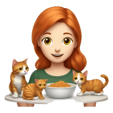 redhead girl feeding cats sticker