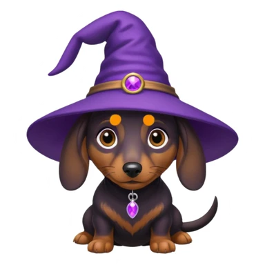 Dachshund dog wear purple wicth hat sticker