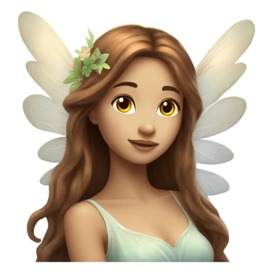 Dreamy pretty nature fairy with long brown hair and wings  sticker
