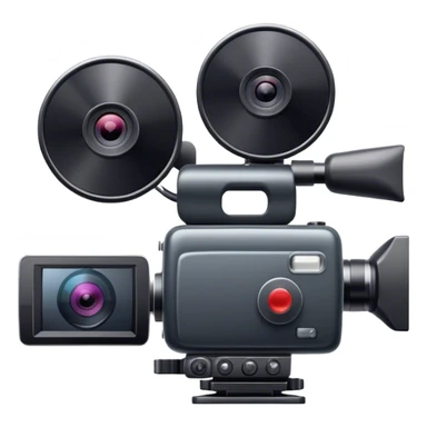 Create an emoji for video shooting. Show a video camera with a recording icon. Use modern, professional colors. Do not include any emojis or smiley faces. Make the background transparent. sticker