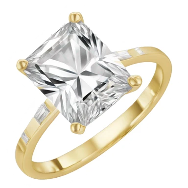 3 carat radiant cut diamond ring with thin plain gold band sticker