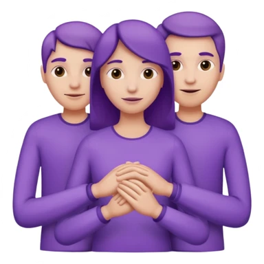 purple group no eyes no nose holding hands sticker
